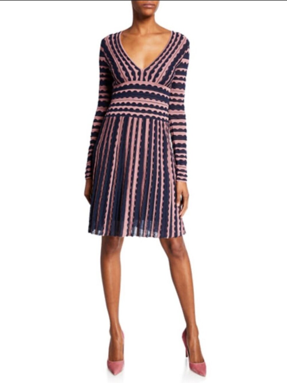 M Missoni Navy and Pink Dress Size 46/Large